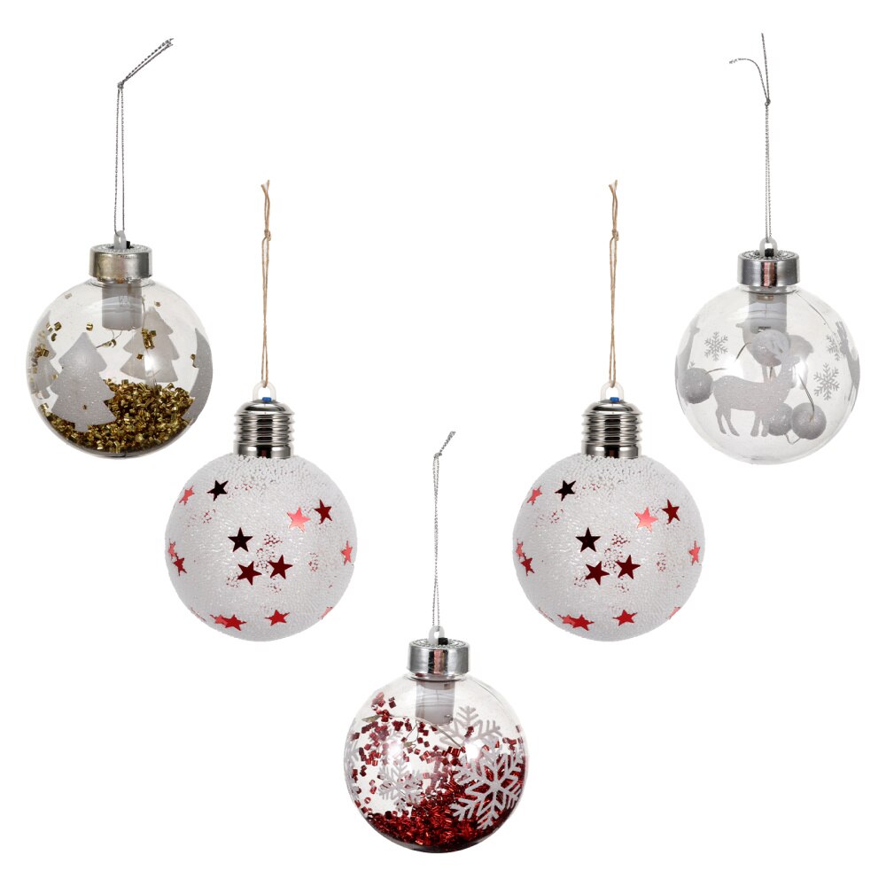 5pcs Christmas Ball Hanging PVC LED Light Ball Craft for Home