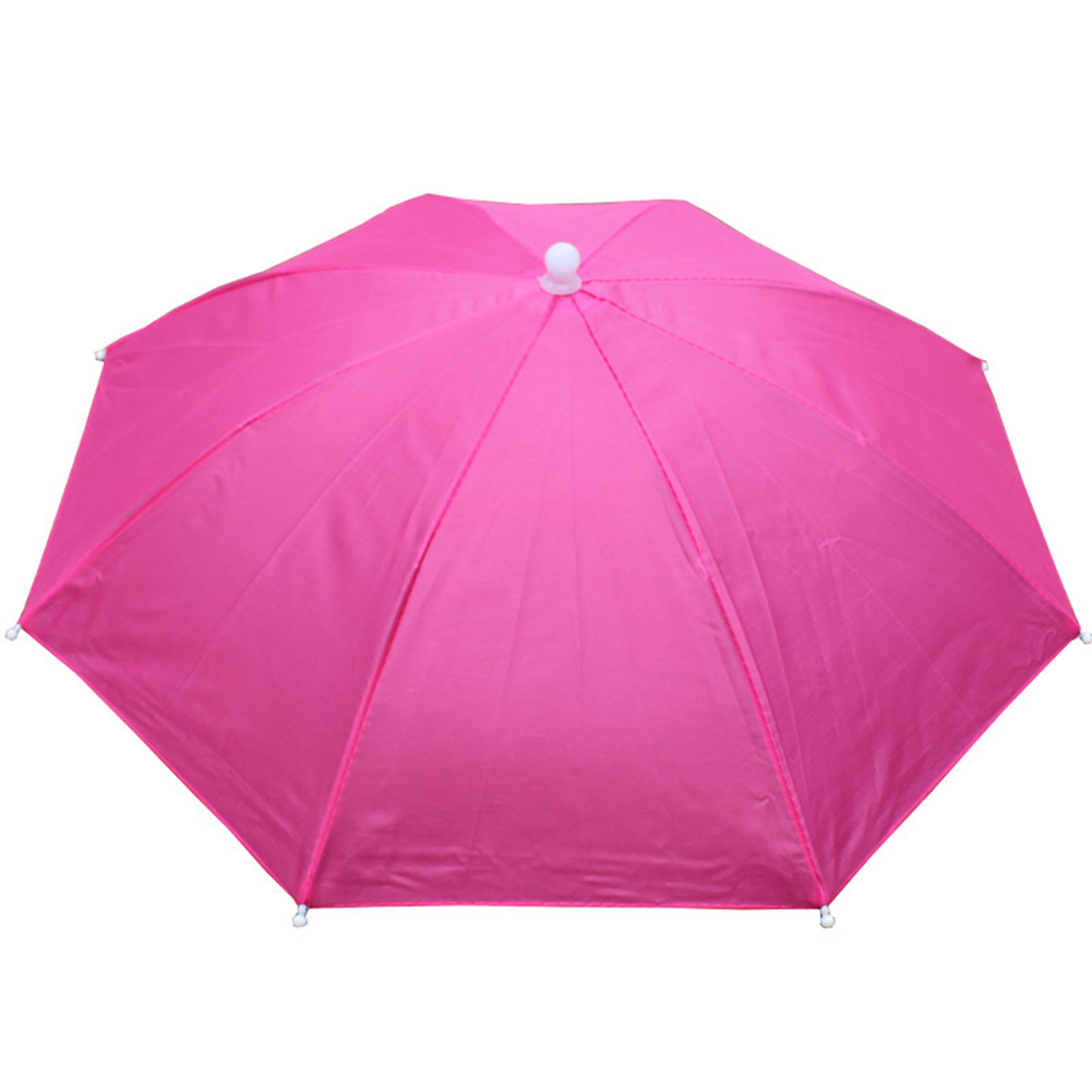 Draagbare Opvouwbare Regenparaplu Hoed Outdoor Vissen Zonnescherm Cap Waterdicht Camping Vissen Hoofddeksels Anti-Uv Strand Hoed 55-95CM: Rood