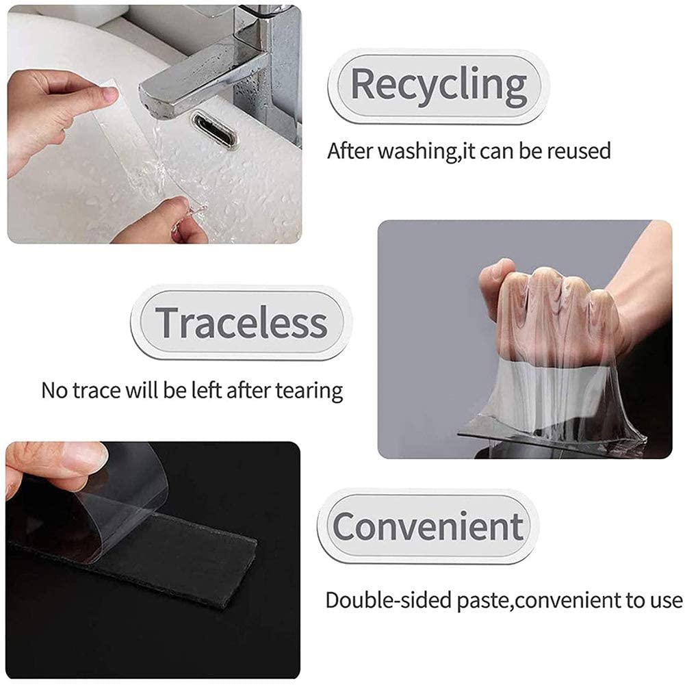 Double Sided Adhesive Nano Tape Removable Adhesive Strips Transparent Wall Tape, Washable Strong Sticky Tape Gel