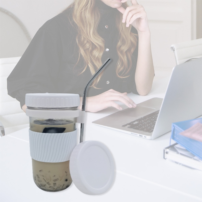 650ml Reusable Boba Cup Bubble Tea Cup Set Drinking Bottle with Lid Cap &amp; Straw