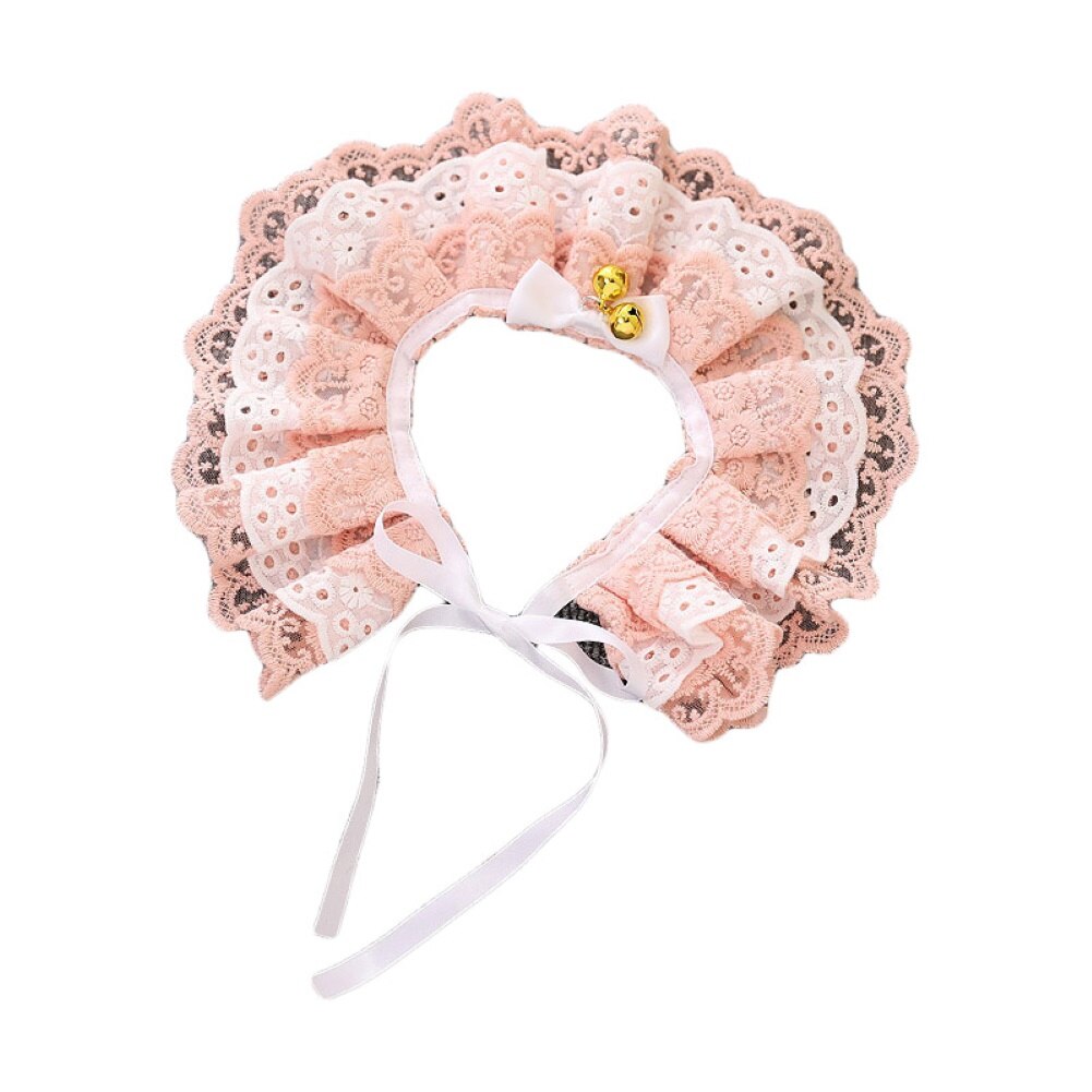 Collier cloche en dentelle pour chat, chaton fleur, nœud, ficelle, sangle de cou, fourniture pour animaux de compagnie, dentelle/fleur, décor de cou avec cloche: Pink Lace / S