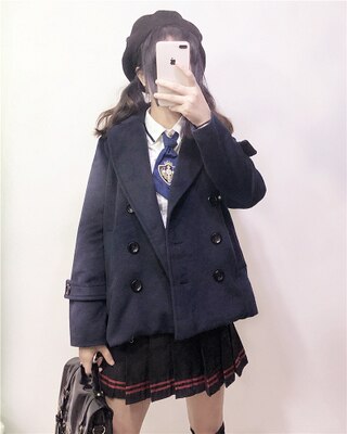 Japanischen Harajuku JK Schule Mädchen Einheitliche Bühne Leistung Kleidung herbst Winter Spitzen England Hohe Schuluniform Neue: Marine Blau / S