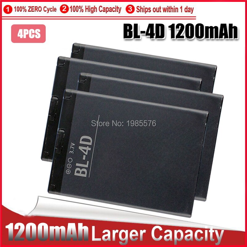 1-5PC BL-4D de la batería del teléfono para Nokia N97 Mini N8 N8-00 E5 E5-00 702T T7-00 E7 E7-00 BL4D 1200mAh: 4pcs