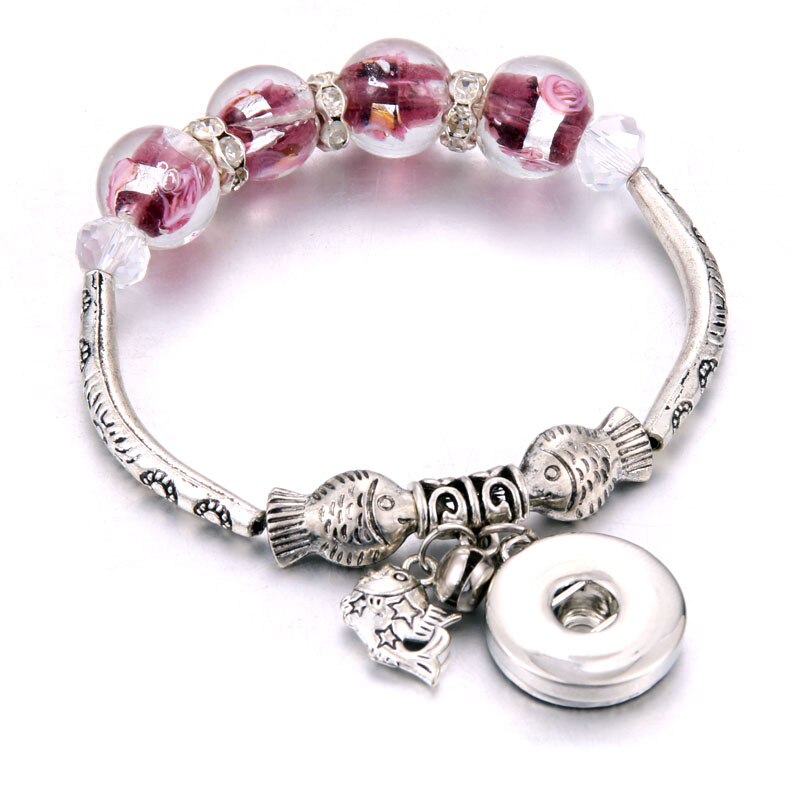 Nuovo Scatto Gioielli forma di Pesce di pesce Che Borda Ciondolo braccialetto di Perline Fit 20 MILLIMETRI 18 MILLIMETRI Snap Bottoni Gioielli Scatta In Metallo braccialetto