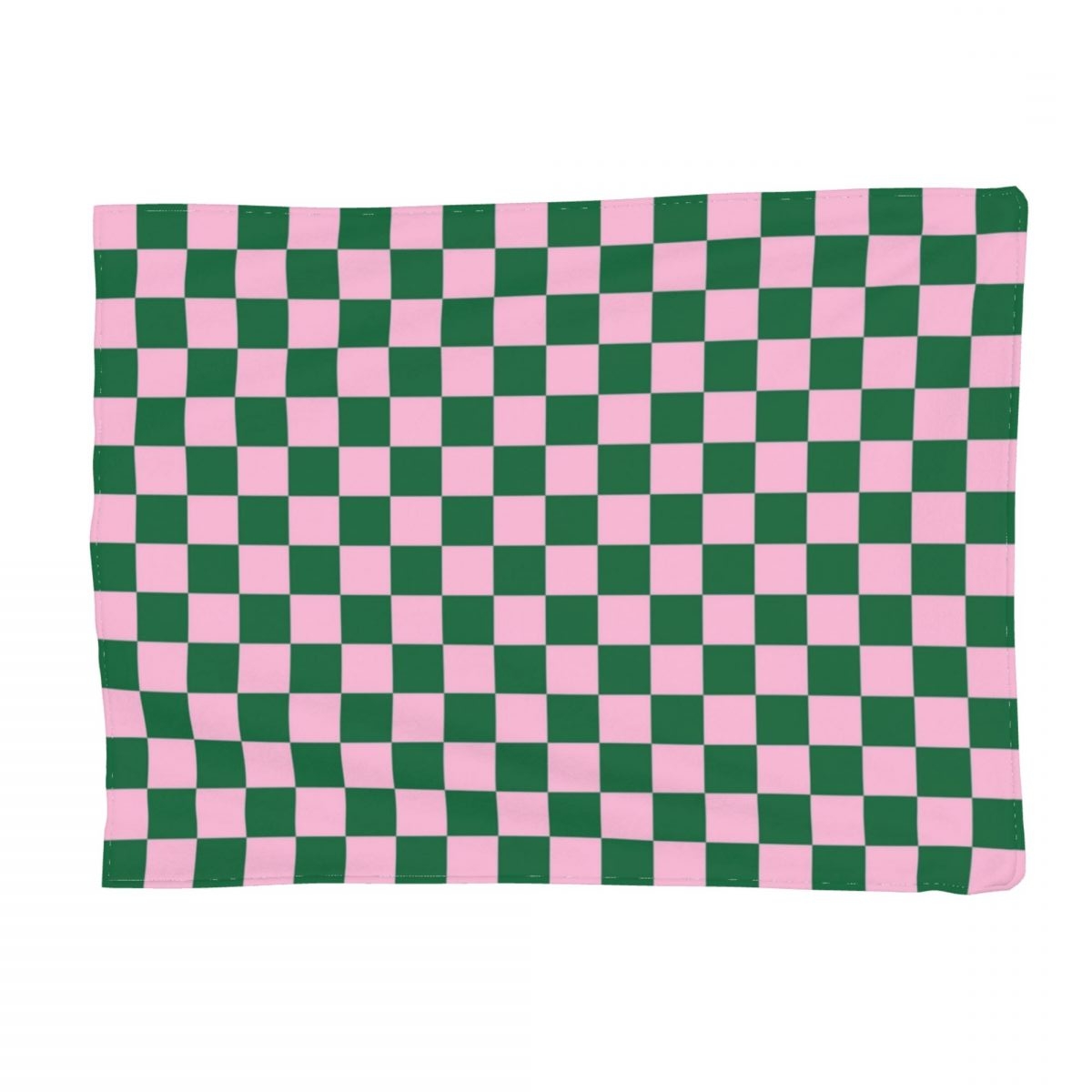 Lyserødt grønt skakbræt tæppe fløjlstrykt ternet åndbart letvægtstæppe til seng soveværelse plys tyndt quilt: 100 x 140cm / Grøn