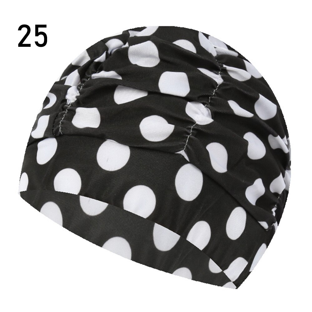 Shower Cap Elastic Nylon Turban Flowers Printed Swimming Cap Pool Bathing Hat Long Hair Protect Waterproof Hats for Men Women: 25