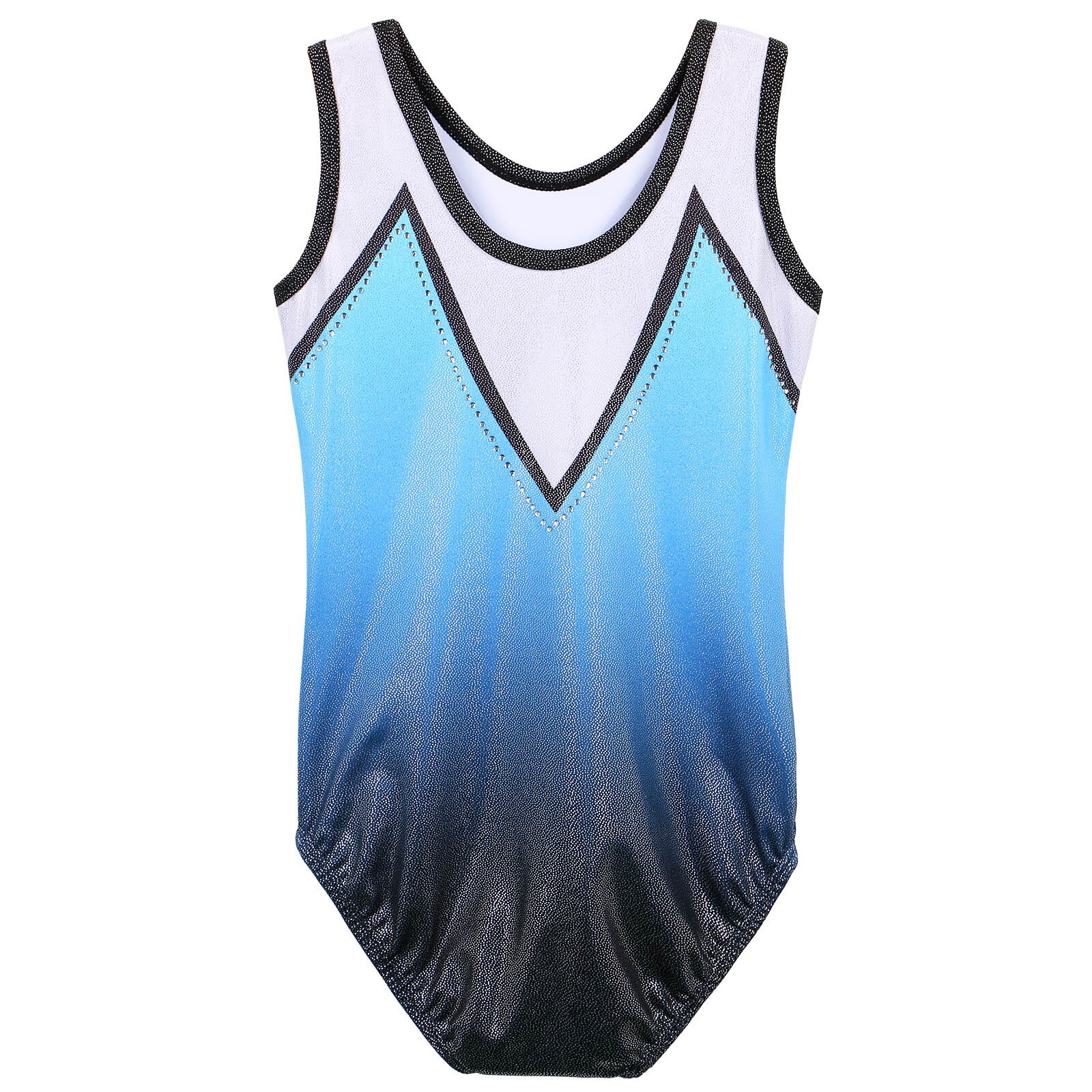 BAOHULU – justaucorps bleu dégradé pour filles, sans manches, costume de pratique de gymnastique, de ligne, tenue de danse, combinaison