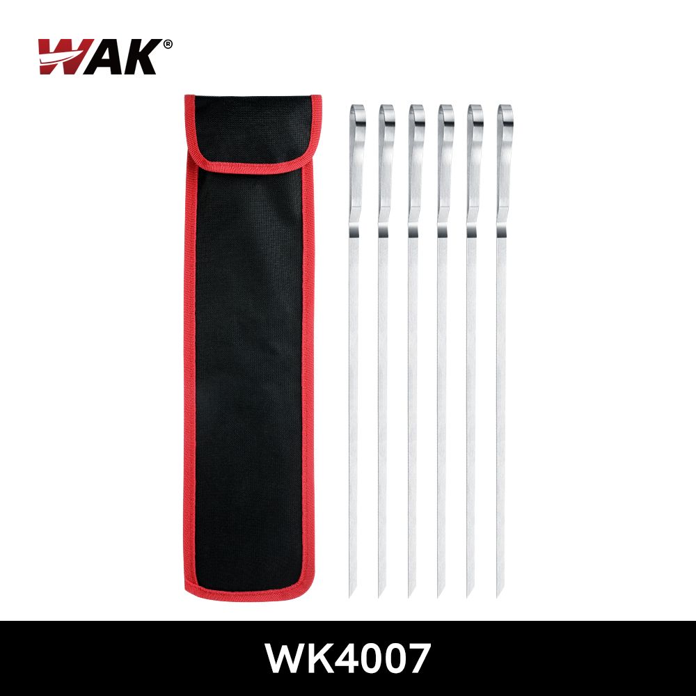 Wak Outdoor 8Pcs Bbq Spiesjes Gereedschap Polijsten Houten Handvat Grill Roosteren Sticks 43.5Cm Camping Bbq Gereedschap Set Opslag tas Kiit: 6PCS skewers