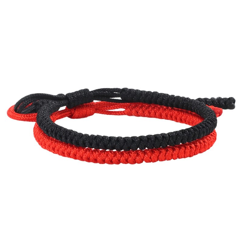 Zwart Rood Touw Handgemaakte Armband Vrouwen Charm Lucky Verstelbare Knopen Tibetaanse Boeddhistische Armbanden & Bangles Voor Mannen Beste Vriend: black-red