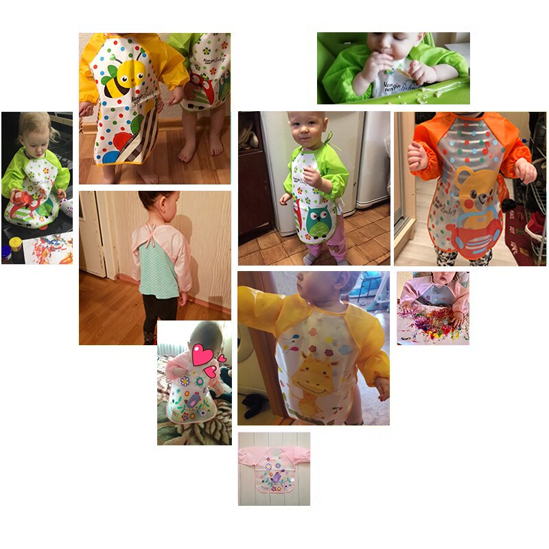 Avental de manga longa à prova d'água para bebês, avental fofo para alimentação infantil, roupa de rebarba, macia