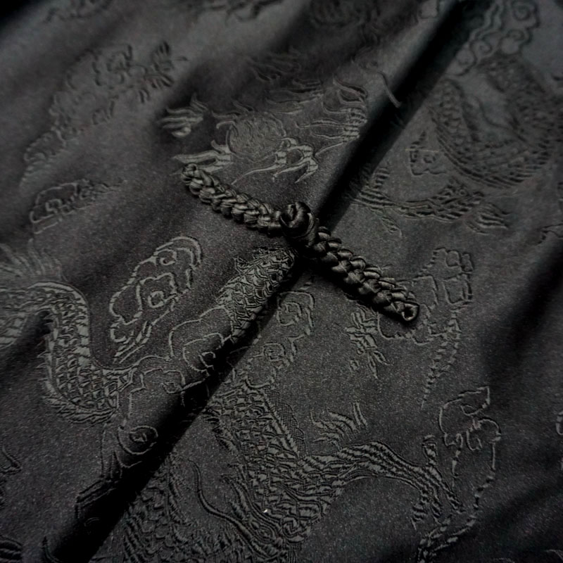 Sort drage stil 3d jacquard brokade satin stof til suite, duge, pude, diy symateriale patchwork