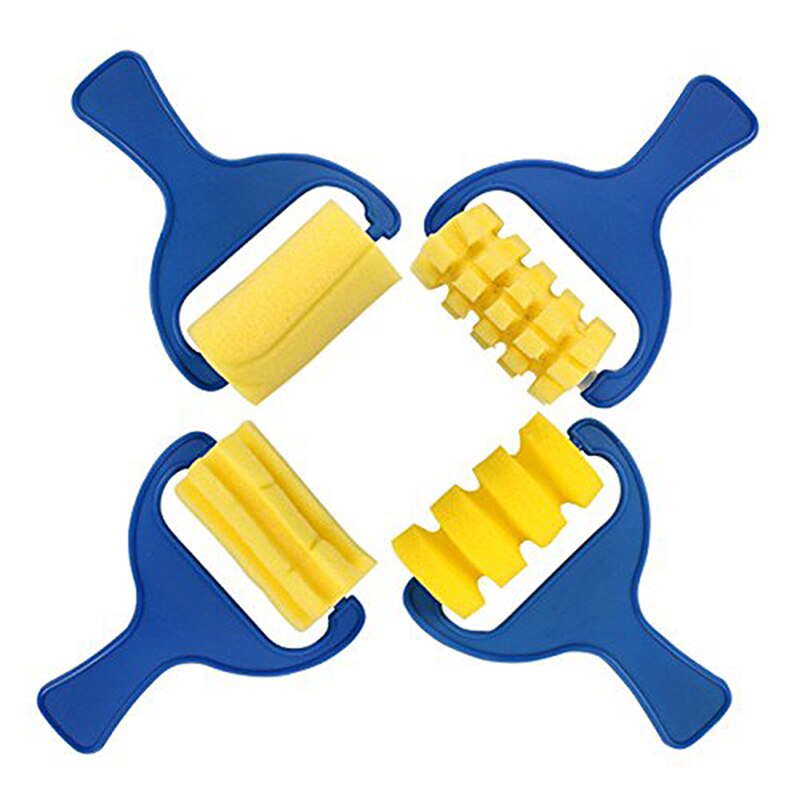 Set Van 4 Stuks Spons Verf Roller Borstel Diy Kinderen Schilderen Borstels Kid Art Craft Schilderen Tool