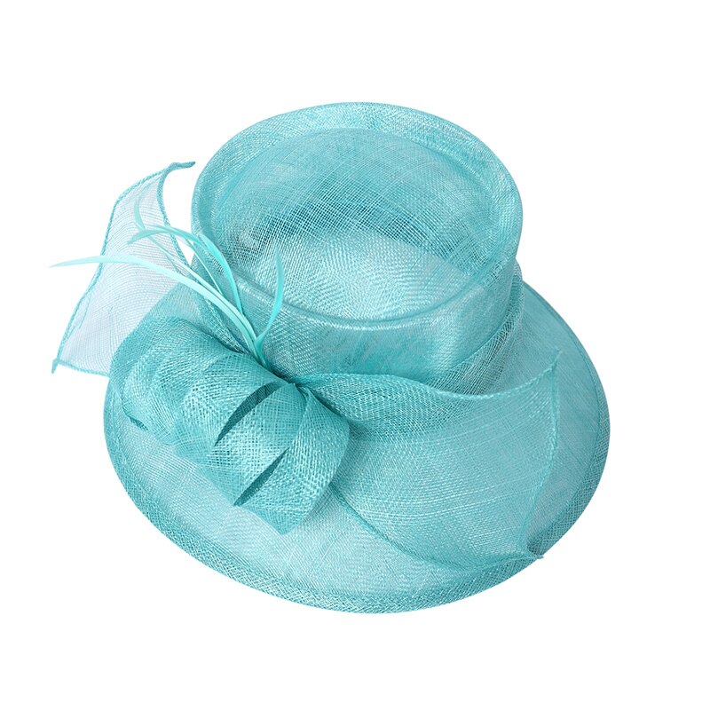 Mingli Tenagda Lake Blue Green Bride Hats And Fascinators Woman Grace Cambric Formal Hat Wedding Accessories Sombrero Boda Mujer