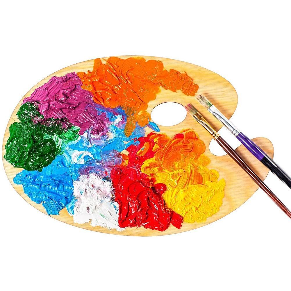 Art Painting Color Mixer Oval Color Mixing Board Oil Painting Acrylic Color Mixing Tray Wooden Paint Plate Color Mixing Board