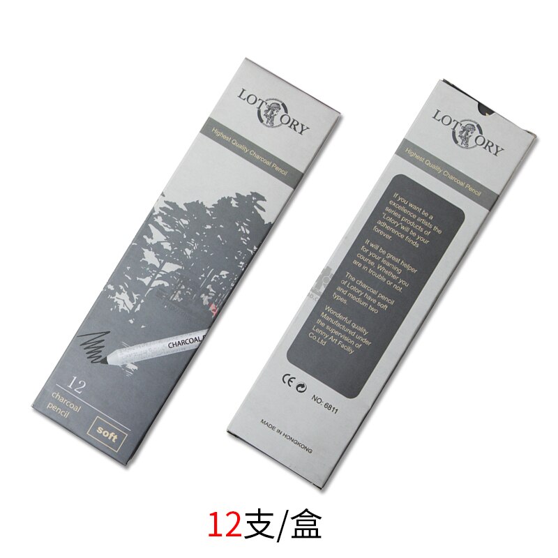 12pcs/box Soft Charcoal Crayon pen Extreme Black Sketch Pencil student Painting supplies drawing pencil lapices grafito