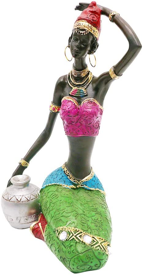 African Statues Figurines,7.5" African Sculpture Black Women Figure Girls Home Decor|Decoration Collectible Art Decorative