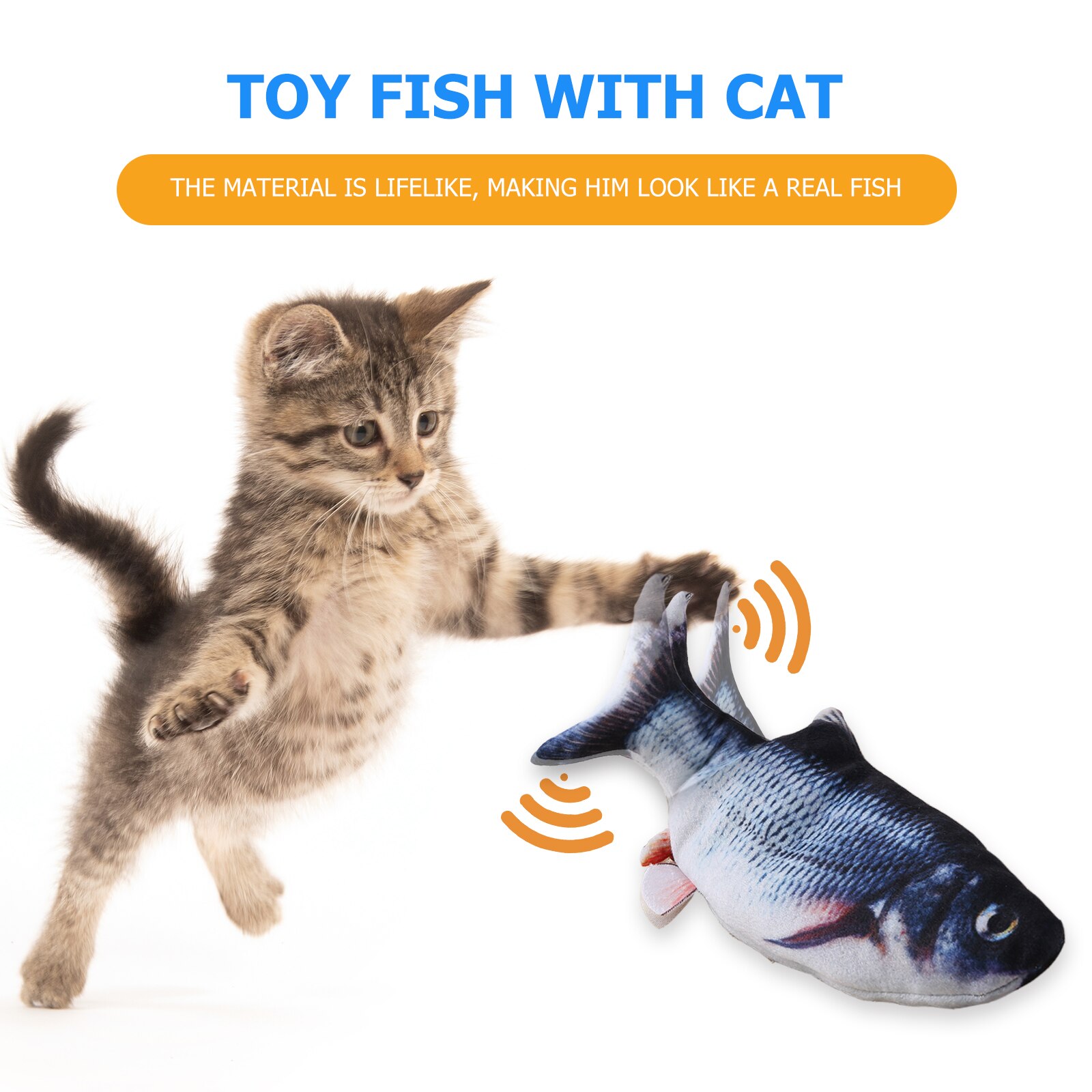 Jouet à poisson-chat électrique, poisson-chat à bascule réaliste qui bouge, jouets amusants à mouvement, Rechargeable par USB, herbe-aux-chats