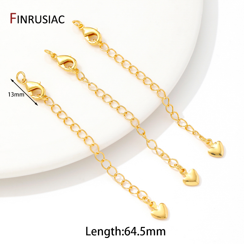 Cadenas de extensión de latón chapado en oro de 18 quilates con cierres de langosta, conector de eslabones, cola de collar, suministros de accesorios de pulsera DIY: 3 XL / Gris