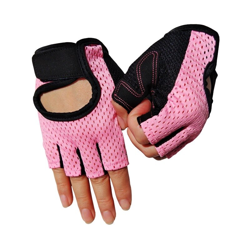 Gym Fitness Gloves Power Weight Lifting Women Men Crossfit Workout Bodybuilding Half Finger Hand Protector: Pink / M