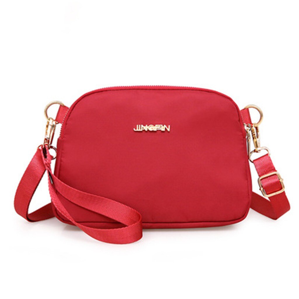 Oxford tissu femmes sacs à bandoulière luxe sac à main sac à main fourre-tout messager couleur unie fermeture éclair sacs à bandoulière Bolsas Mujer: Rouge