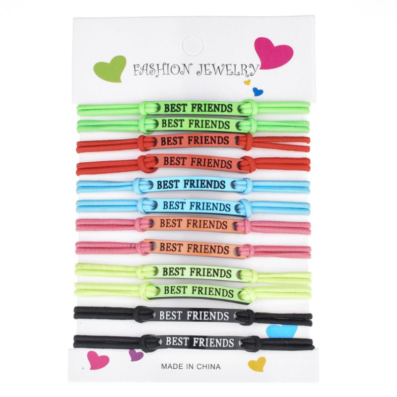 12Pcs Best Friends Good Luck Jesus Elastic Braided Bracelet Kit Alloy & Rope Elastic Bracelet BFF Kids Jewelry: 1