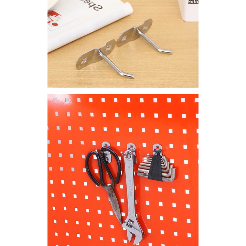 10Pcs Tool Opknoping Haak Metalen Display Rack Metal Winkel Goederen Plank Haken Verdikking Vierkante Gat Plaat Tool Haken Huishoudelijke keuk
