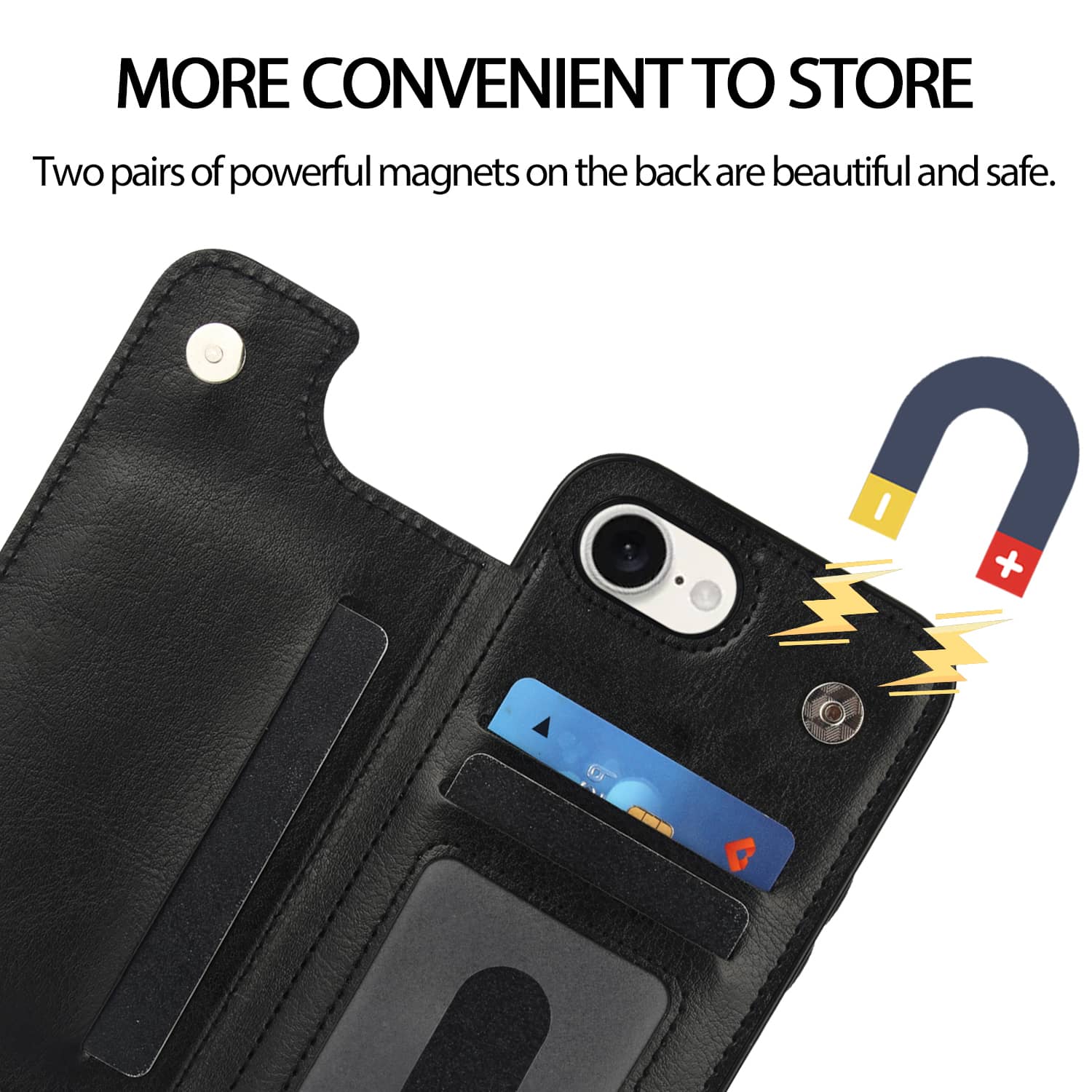 For iPhone 16e Wallet Case With Card Holder, PU Faux Leather Kickstand Card Slots,Double Magnetic Clasp Durable Cover