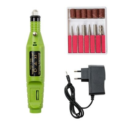 Elektrisk negleboremaskine kit manicure maskine 25000 rpm nail art pen pedicure neglefil negle art værktøjer kit: Grøn eu-stik