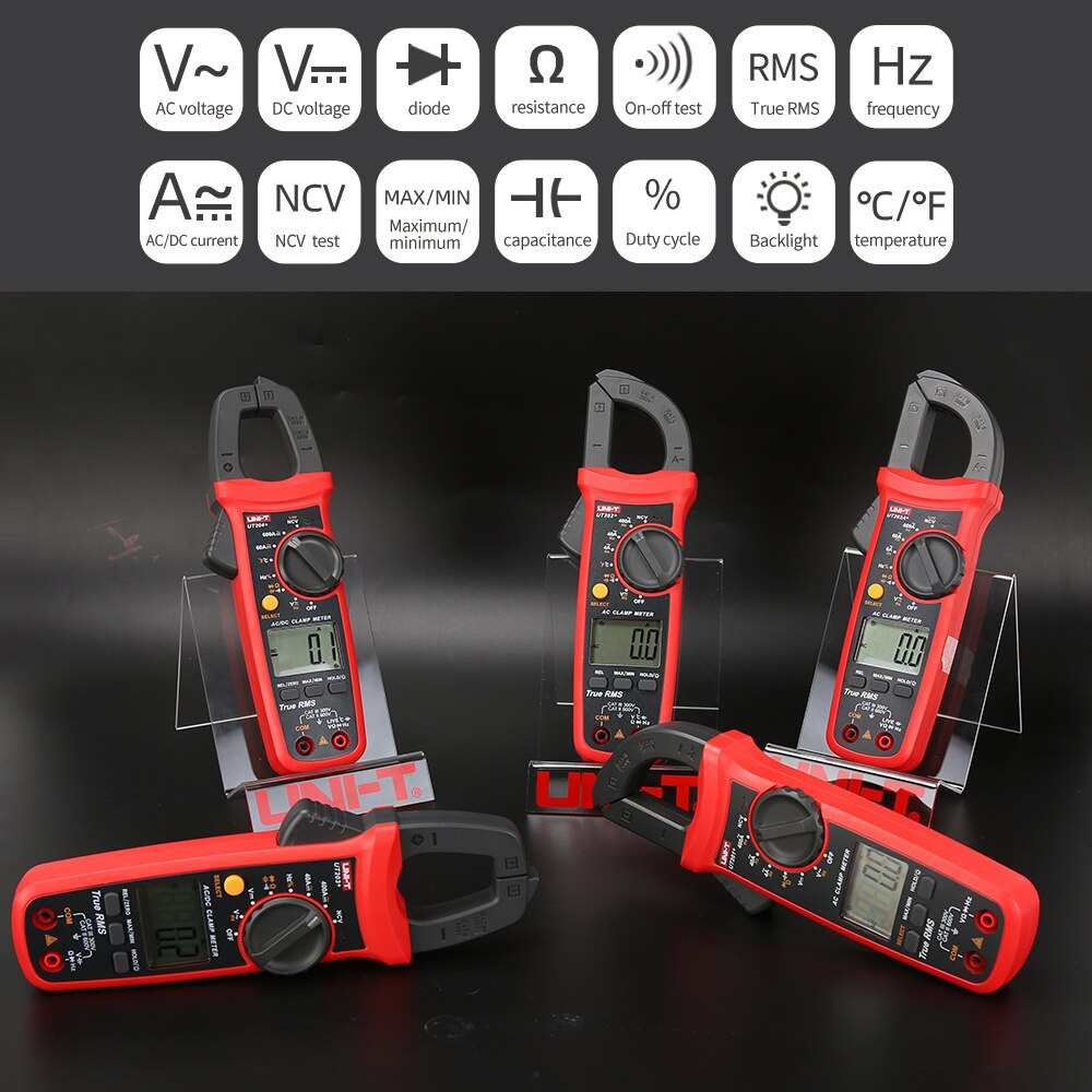 UNI-T UT201+ Digital Clamp Meter UT202+ UT203+ UT204+ UT202A+ 400-600A True RMS Automatic Range High Precision Multimeter Tester