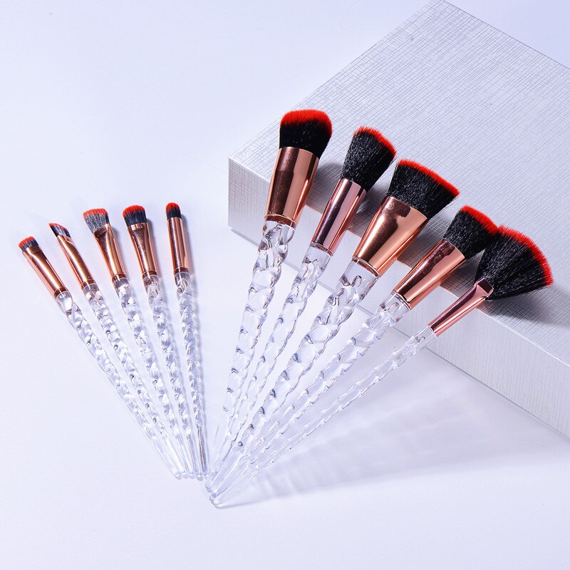 10Pcs Diamond Make-Up Kwasten Set Crystal Brush Powder Blush Foundation Oogschaduw Borstel Eenhoorn Make Up Kits Blending Brush: C