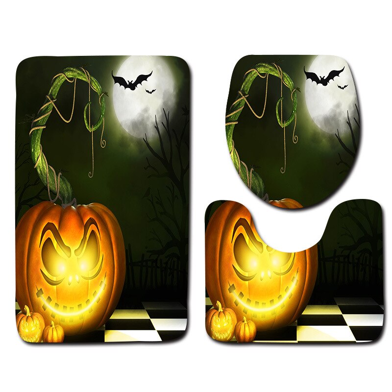 Zeegle 3Pcs Badmat Set Voetstuk Tapijt Deksel Wc Cover Mat Halloween Mat Voor Badkamer Decoratie Flanel Anti Slip badmat Tapijt: wsj119