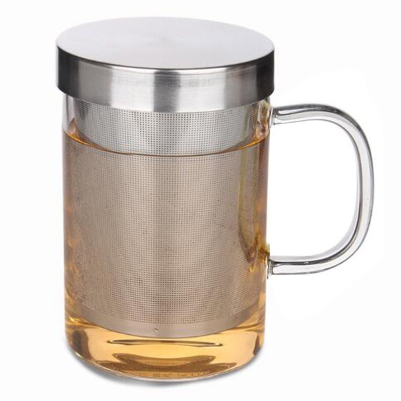 500ml resor värmebeständig glas te infuser mugg med rostfritt stål lock kaffekopp tumlar kök värmebeständig stor
