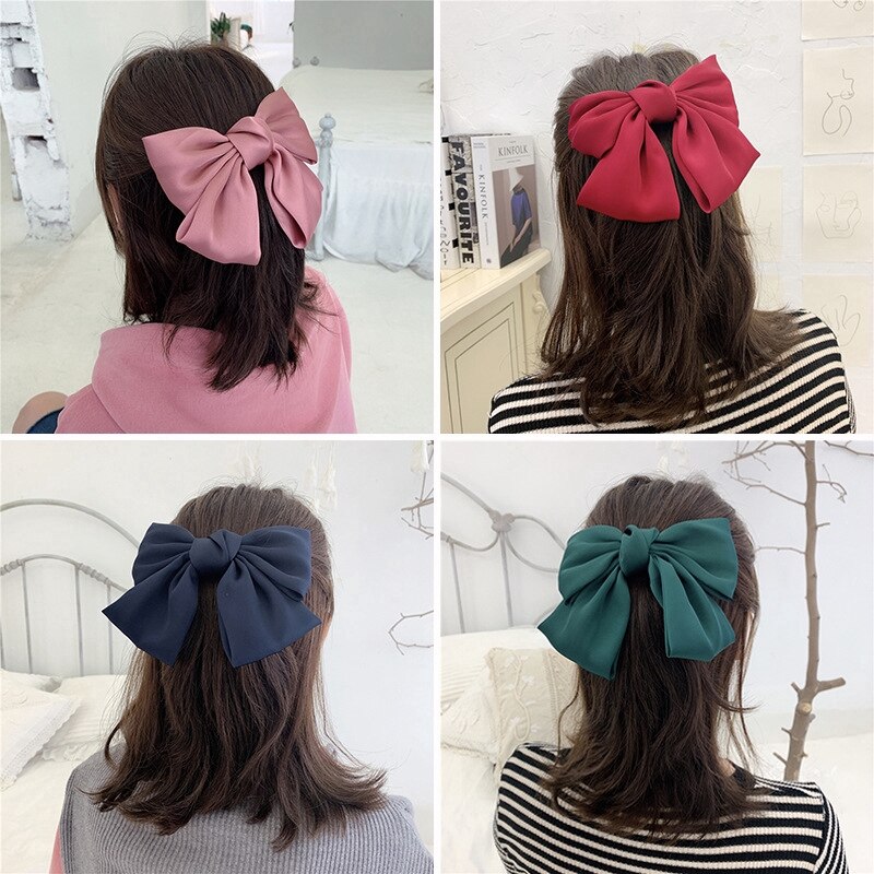 Korea bowknot hår klip hårbånd bånd til kvinder piger søde hestehale klip elastik hårnål tilbehør