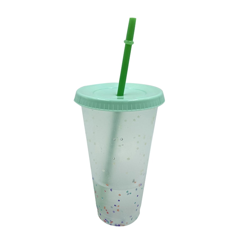 1/5PCS Colorful Transparent Color Changing Cup Water Bottle Confetti Cup Reusable Tumbler With Lid Straw Cold Mug camping cup