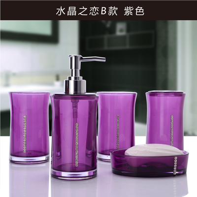 Akryl fem stykker sett dårlig vaske sett baderomsutstyr diamant kopp børste elskere såpeskål tannbørsteholder: 6