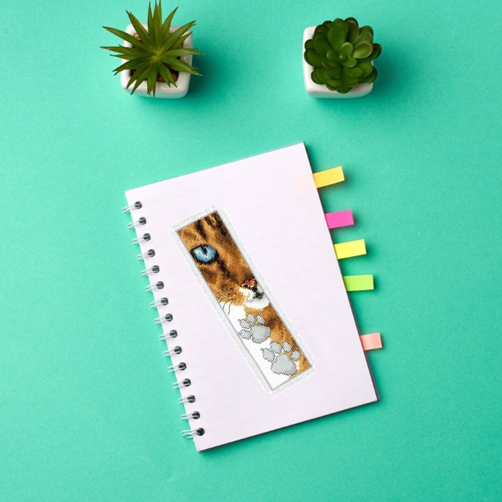 Marcapáginas bordado casero con de Animal, Kit de manualidades, adornos de libros, Cruz contada, bricolaje