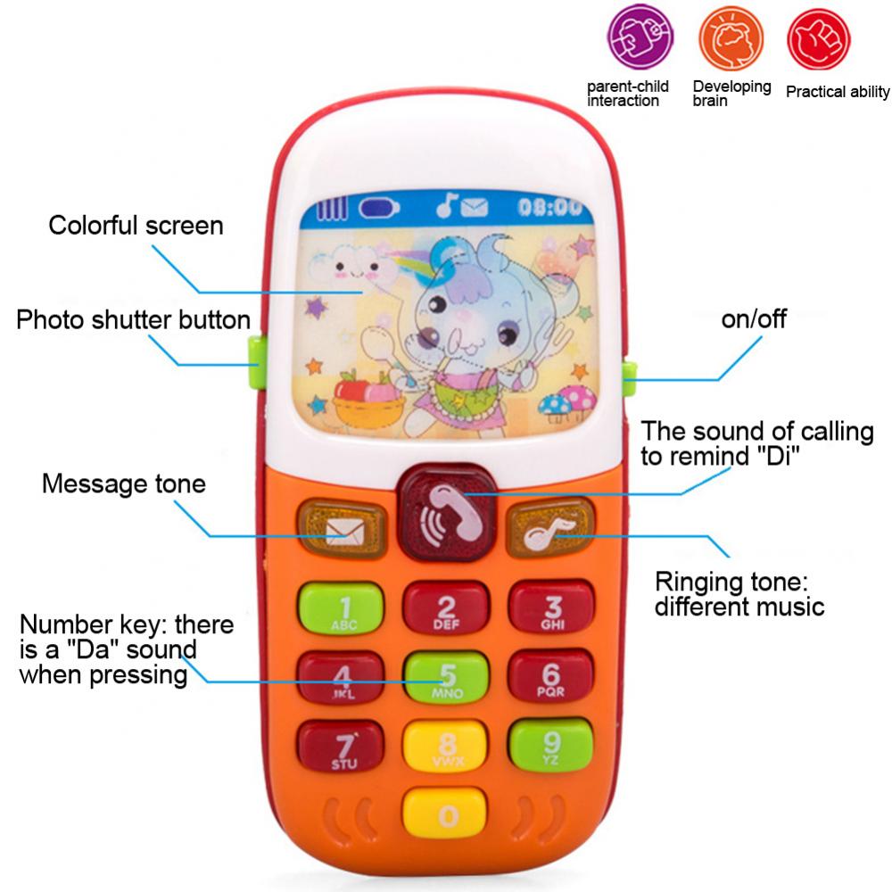 Kids simulation electronic mobile phone with music led educational children's toy children's music mobile toy