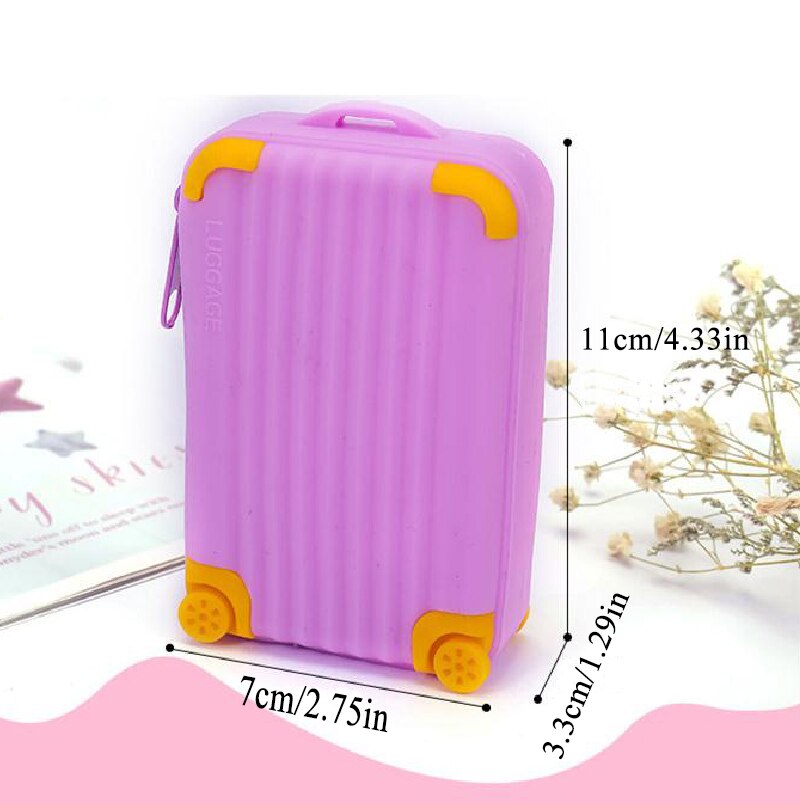 Silicone Coin Purse Suitcase Card Bag Waterproof Small Soft Zipper Storage Bag Girls Cute Funny Coin Purse Wallet Candy Color