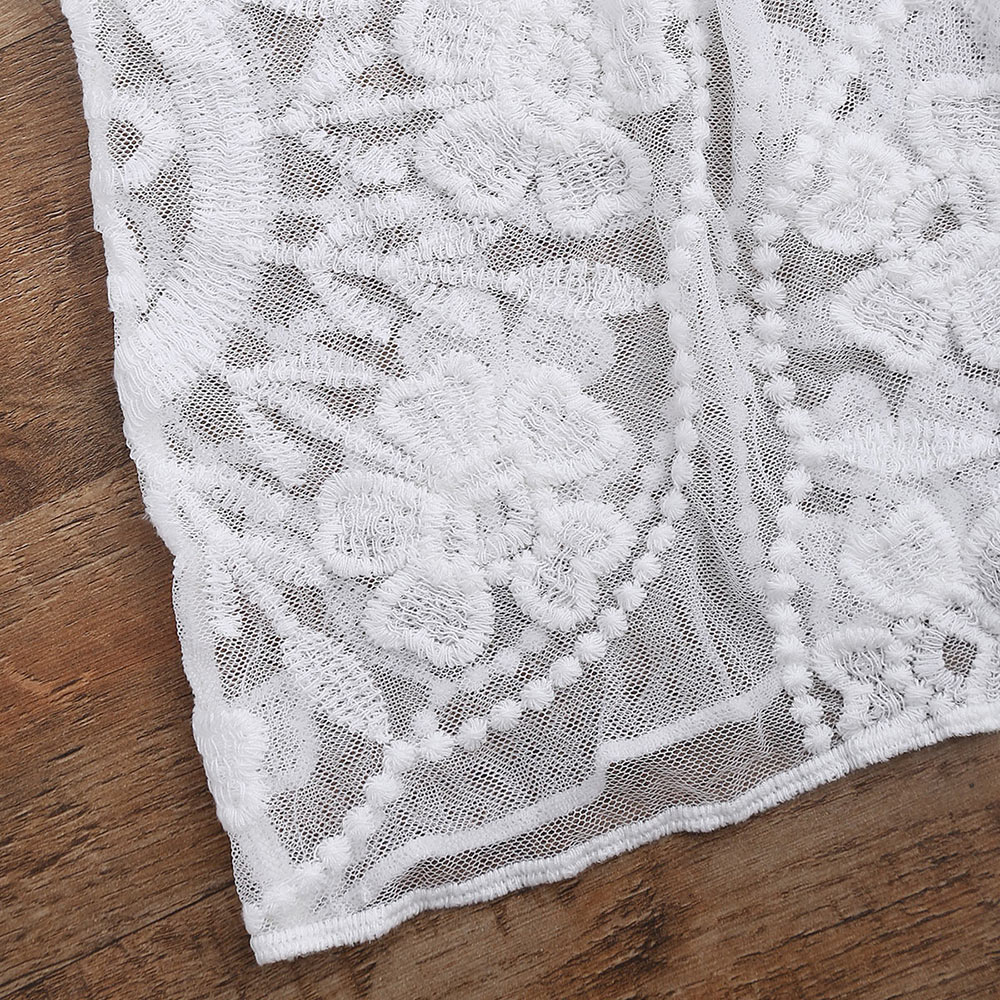 ZAFUL Women Sheer Lace Tie Front Kimono Cover Up Sunscreen Blouse Embroidered Cover Up Floral Thru See Through Cotton Summer