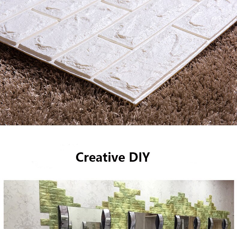 10Pcs/Lot PE Foam 3D Wallpaper DIY Wall Stickers Wall Decor Embossed Brick Stone Wallpaper Kids Bedroom Living Room House Poster