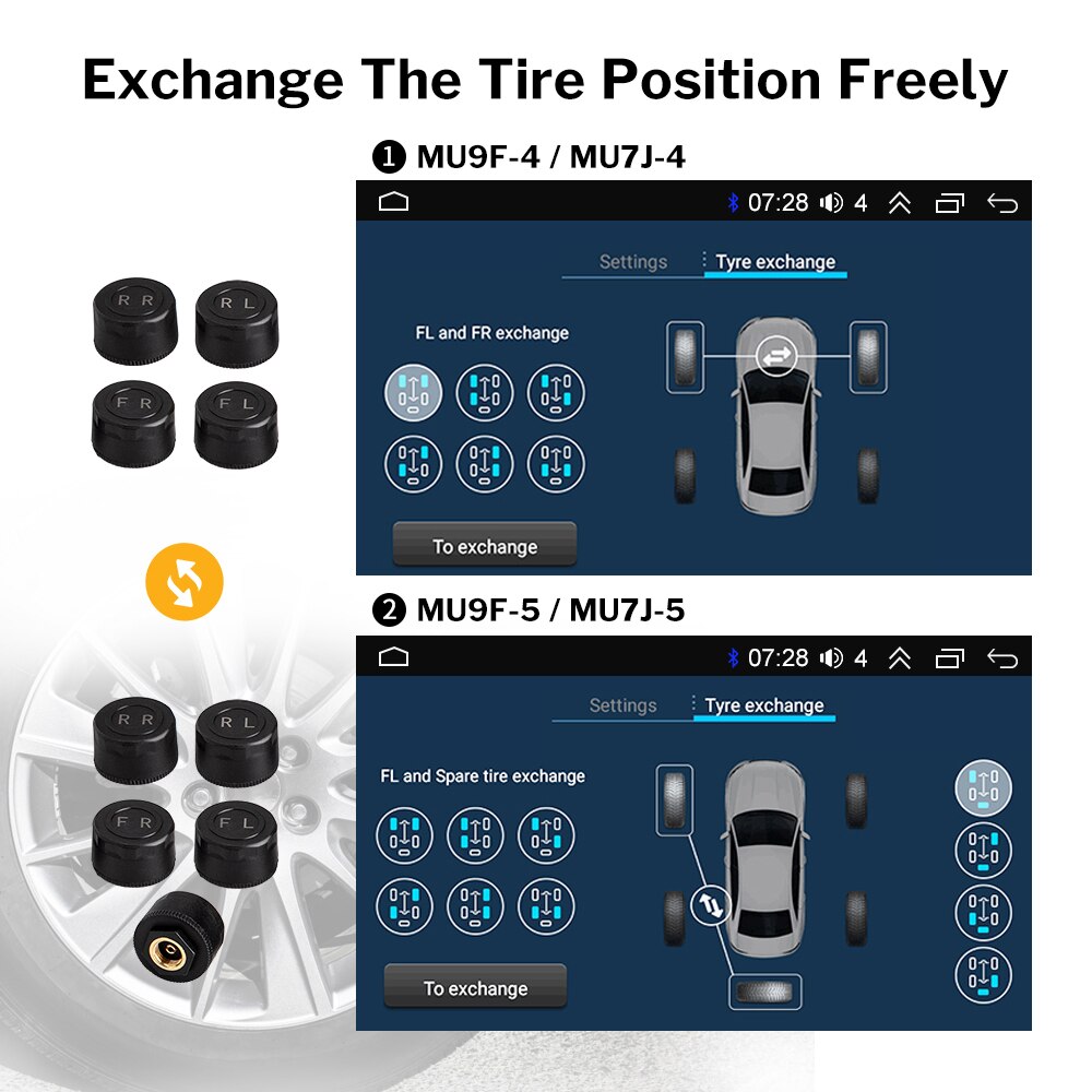 Android Tpms Auto Radio Dvd-speler Bandenspanningscontrolesysteem Reservewiel Druk Sensoren Interne Externe Sensor Usb Tmps