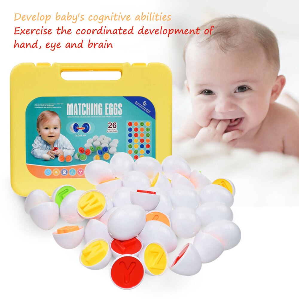 26Pcs Letters Alphabet Matching Eggs Baby Toys Letter Recognition Color Discrimination Exercise