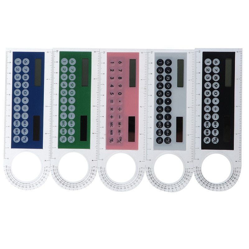 Mini-calculadora cartão de 10cm, energia solar, criativo, com régua multifuncional, material de escritório e escola, 1 peça