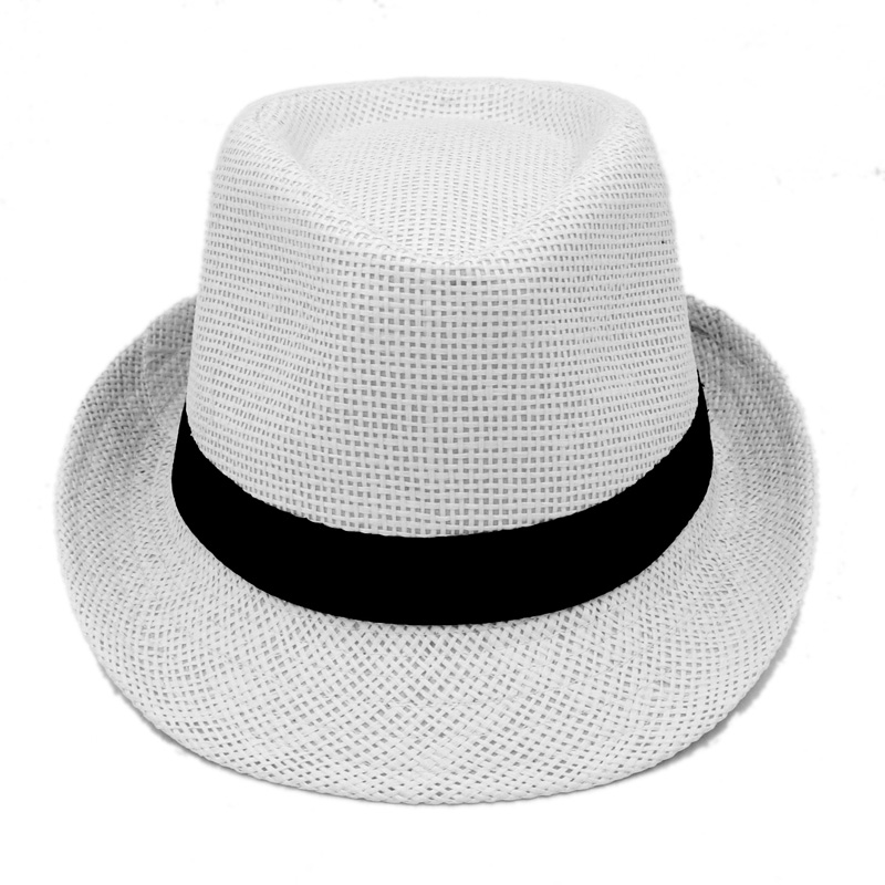 Mistdawn søde sommer børn drenge piger halm fedora trilby hat børn strand sol hatte størrelse 54cm: Hvid