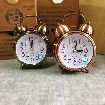 Kreative retro wecker antike Bronze- runde uhr Dual Glocke Lauter Alarm Uhr Nacht Nachtlicht Hause Dekore