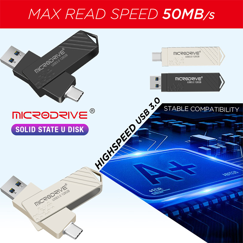 Type-C USB 3.0 High speed USB flash drive 2 IN 1 Pen Drive 256GB/128GB/64GB/ Multi-format Compatible U Disk