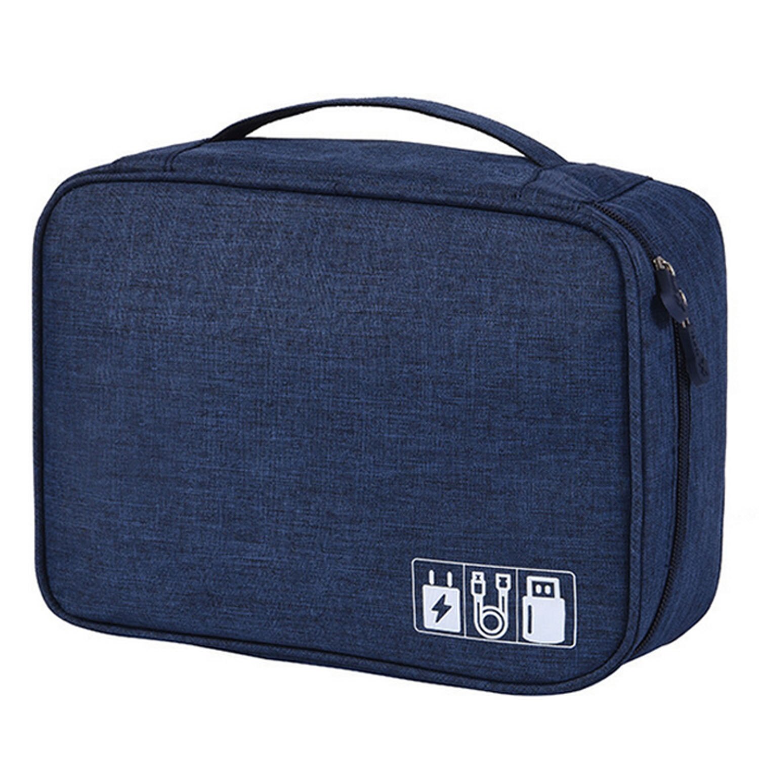 Besegad Waterproof Electronic Organizer Bag Travel Data Cable Storage Bag For Digital USB Gadget Hard Drive Case Cosmetic Makeup: Navy Blue