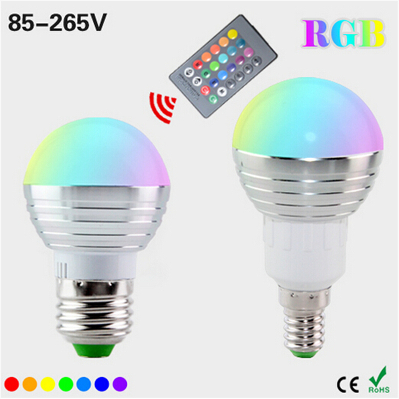 110v stk. 220v e27 e14 rgb led-pære, 16 farver, magisk led-natlampe, dæmpbar scenelys, fjernbetjening med 24 taster, dekorativ