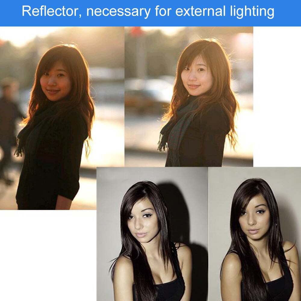 60cm 2 In 1 Portable Light Reflector Round Photo Studio Diffuser Silver White Studio Photography Reflector Premium