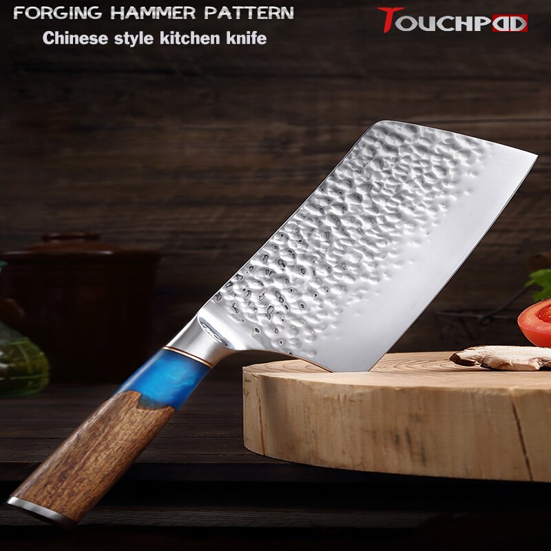 Traditional Handmade Forged Kitchen Knife Hammer Stainless Steel Chef's Chopper Cooking Knives Meat Slicer Butcher &amp; Case